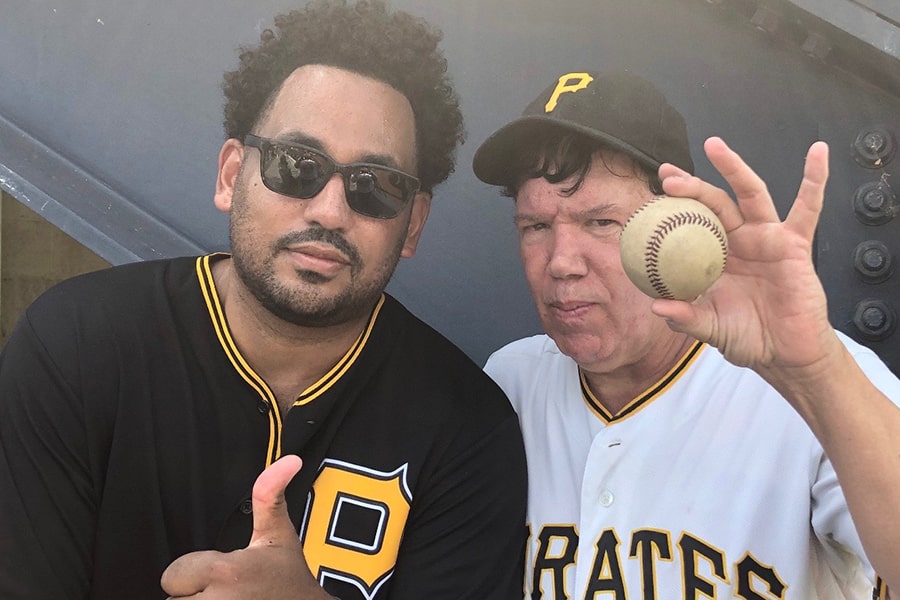 Jason England with Baseball Joe at a Pittsburgh Pirates game