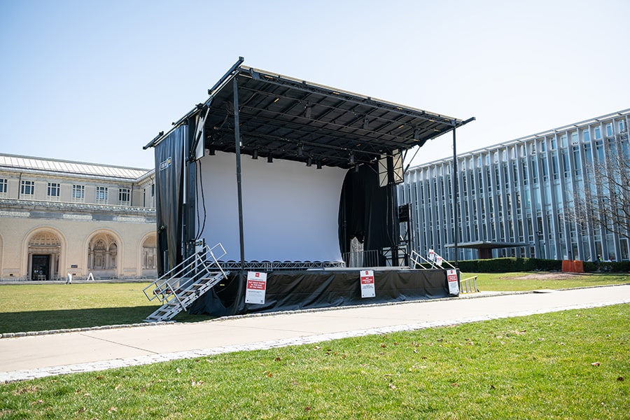 the portable stage on the CFA lawn