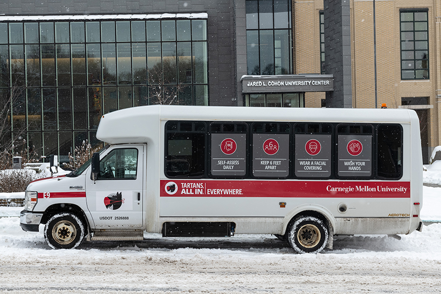 Tartan Testing shuttle bus