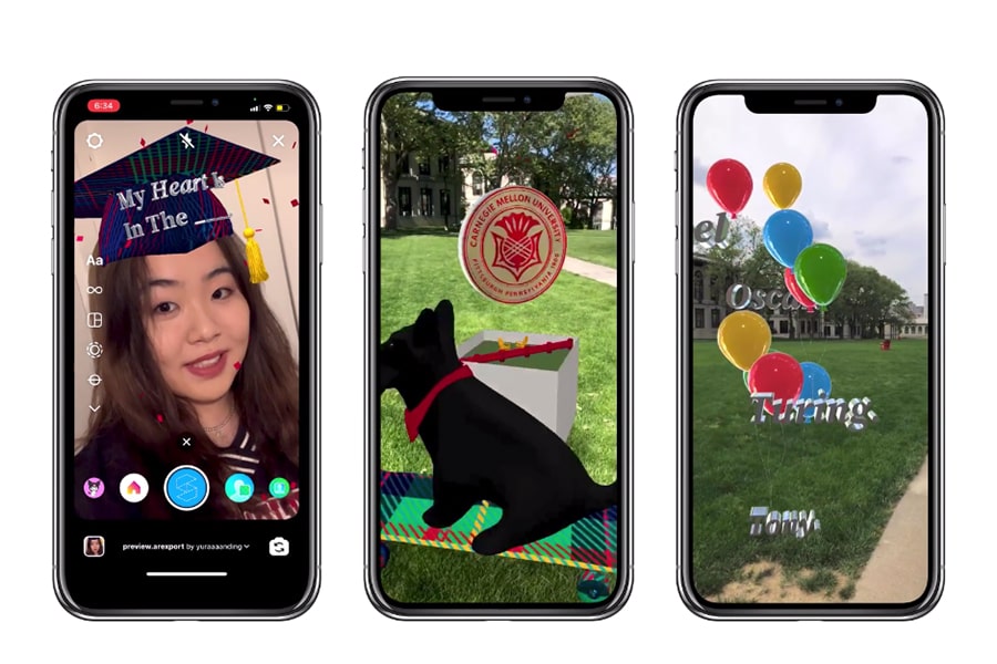 image of the social augmented reality filters available to use