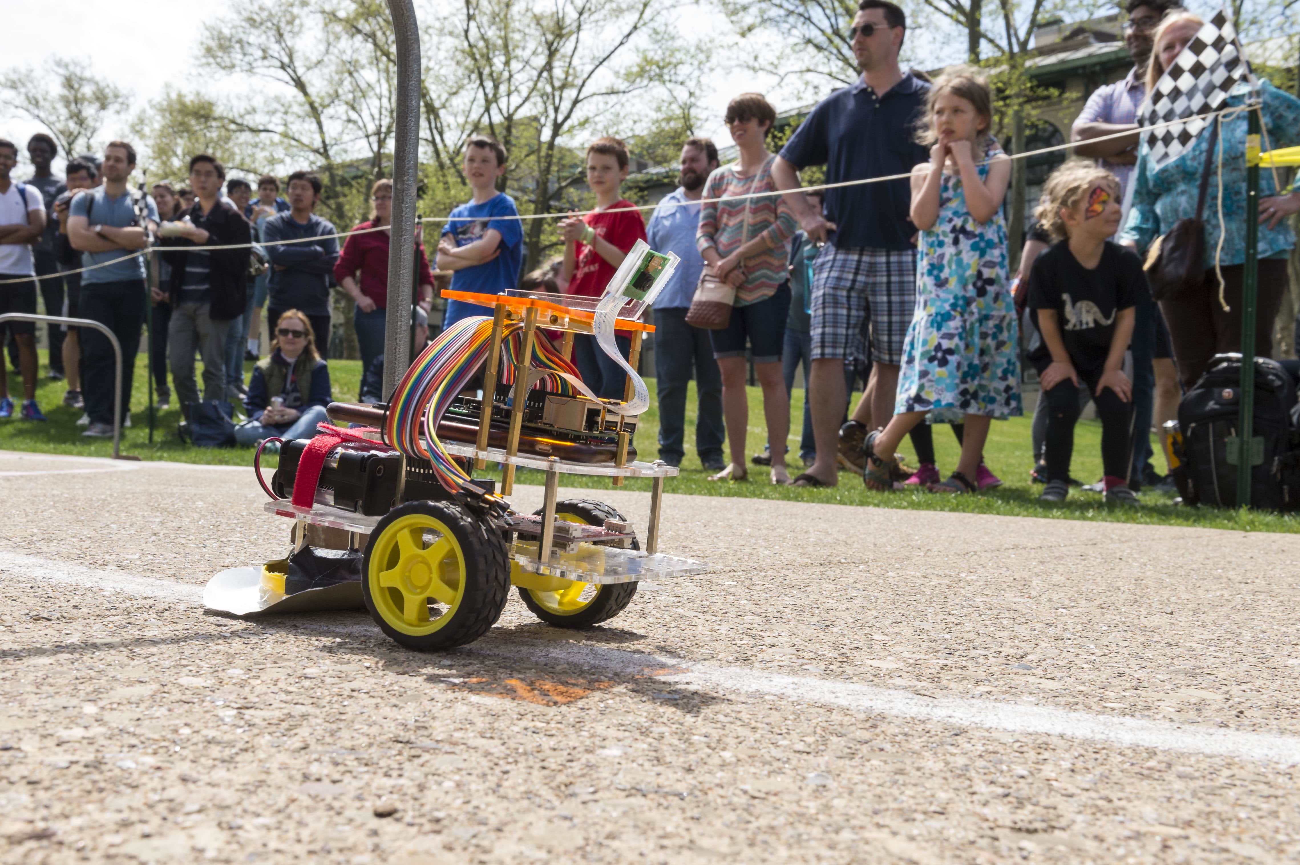 a mobile robot maneuvers the course