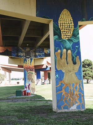 murals under bridge in El Paso