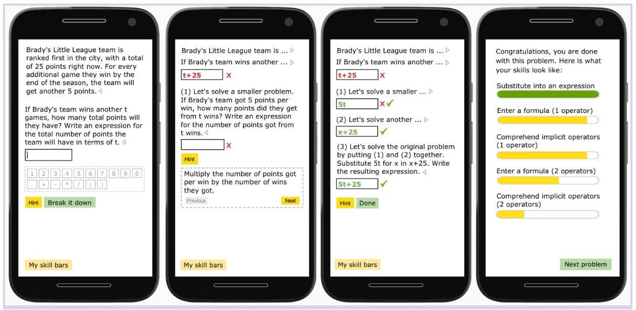 tutoring messages on a smartphone