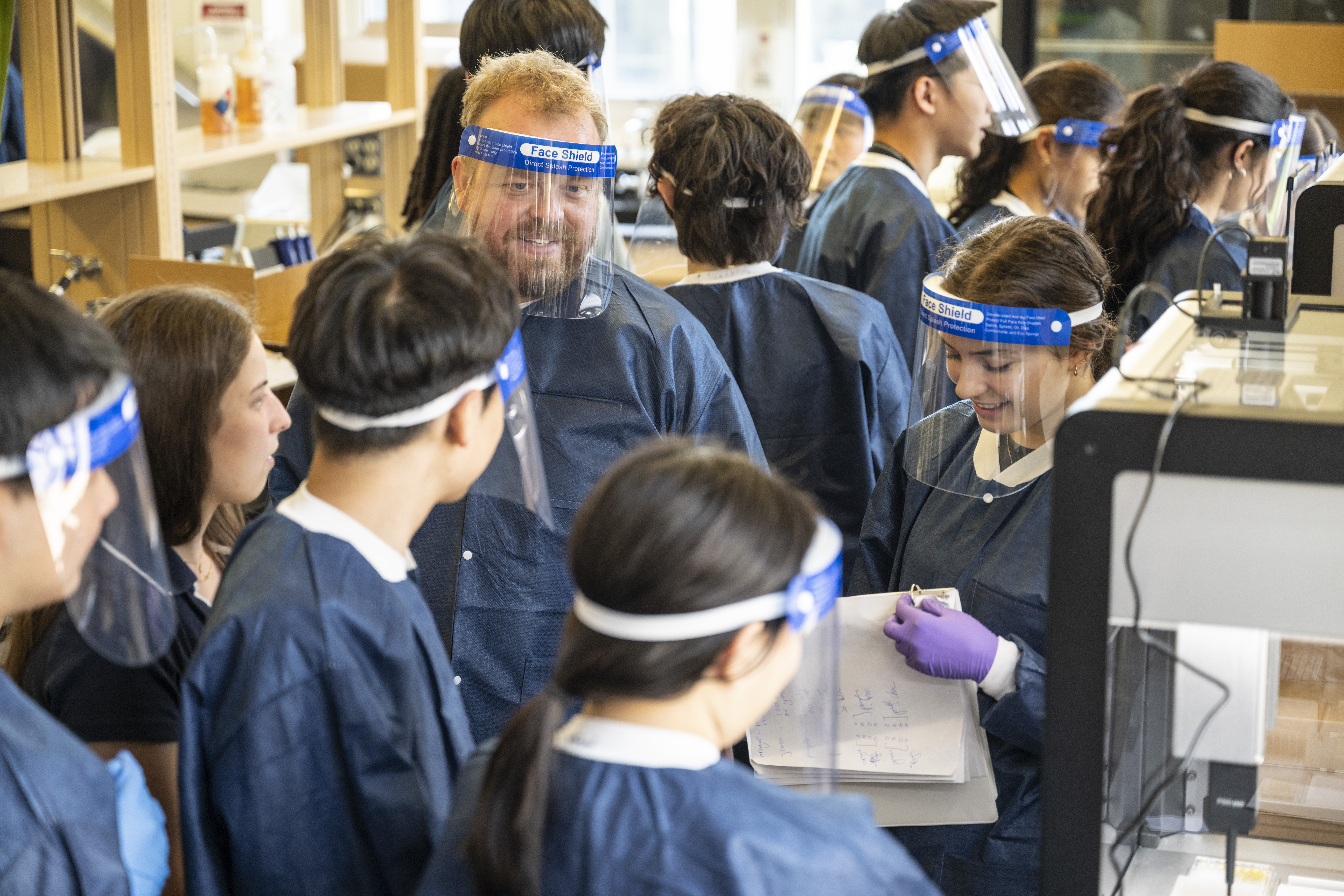 Students in lab with Joshua Kangas