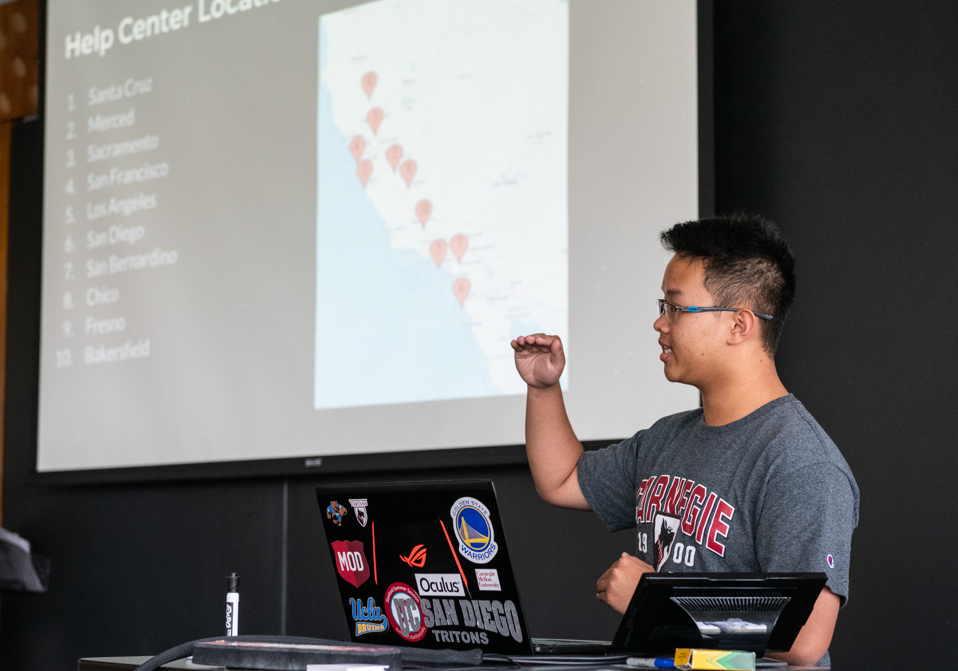 Pre-College AI student presenting.