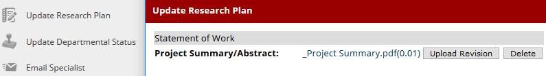 update research plan activity