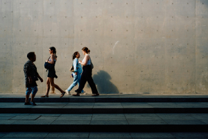 people walking outside
