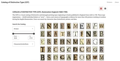 Screen shot of a program analyzing letterpress text