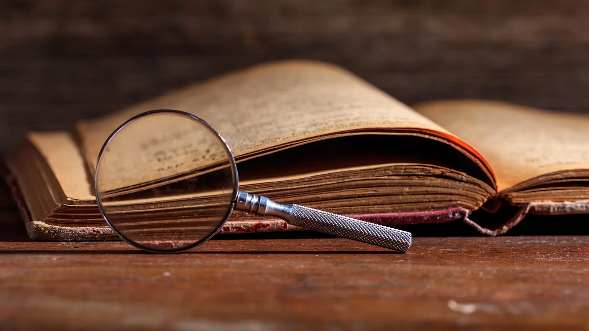 An antique book and a mangifying glass