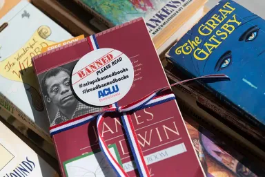A stack of banned books