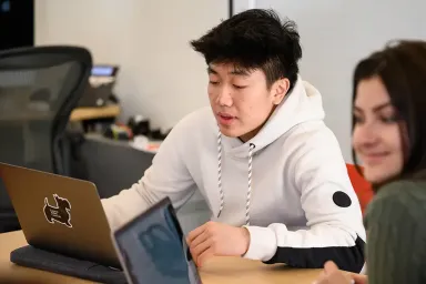 Two students studying