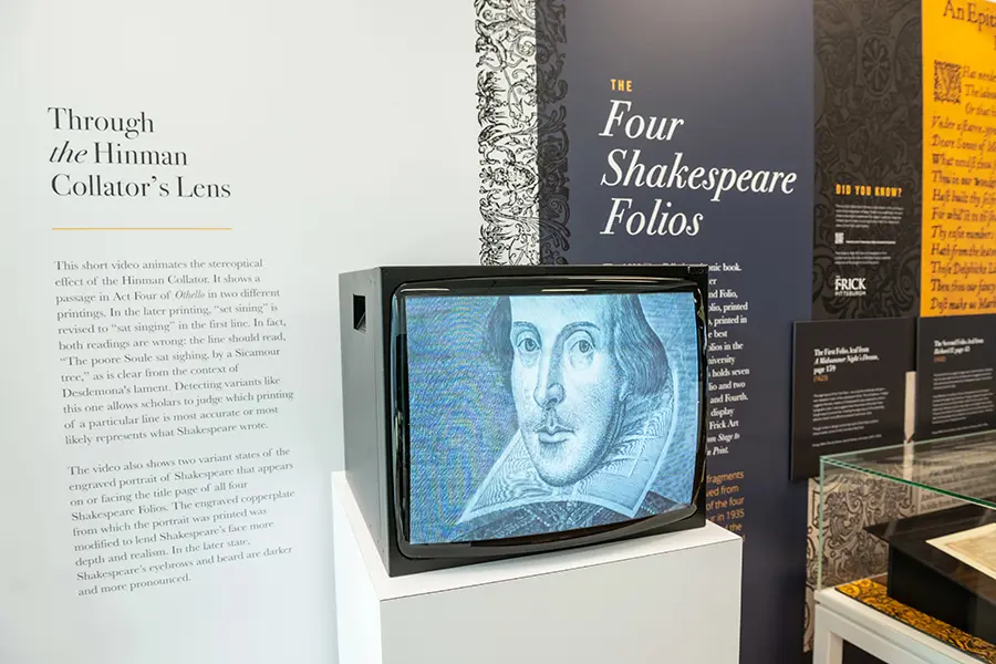 An etching of Shakespeare on a computer screen.