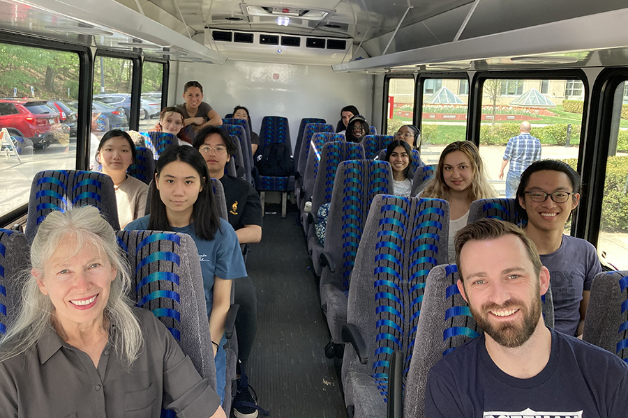 CMU PEP students and faculty on the bus to SCI Somerset