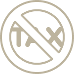 Icon of the word Tax crossed out