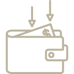 Icon of money being added to a wallet