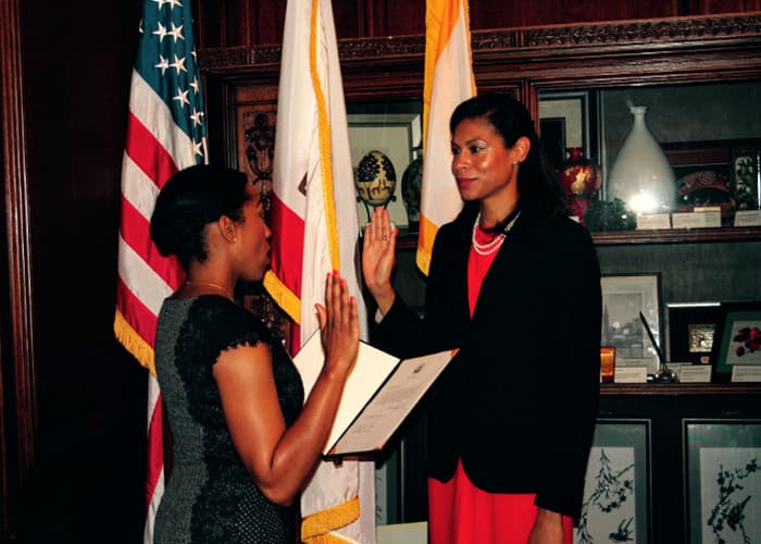 Breanna Zwart taking an oath