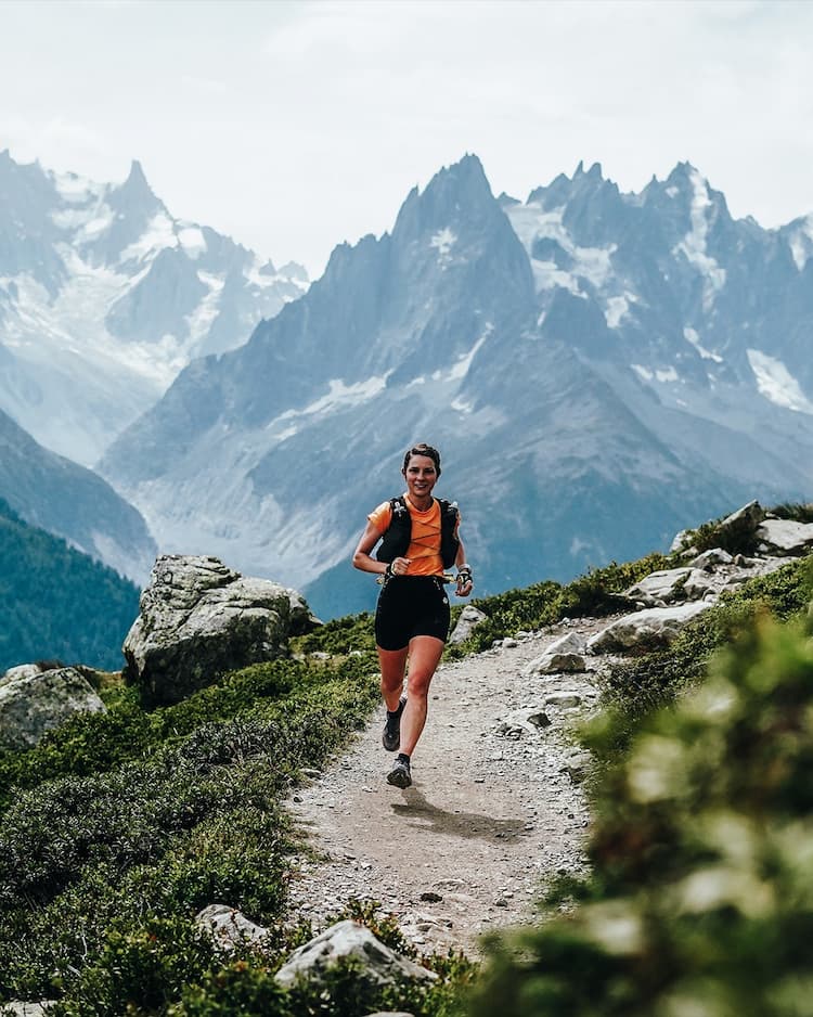 Leah Yingling running on a mountain trail