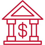 Building with money sign icon