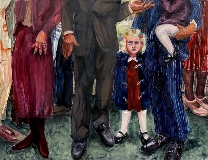 "Late 90s at Riverdale Temple" a painting by Ella Hepner