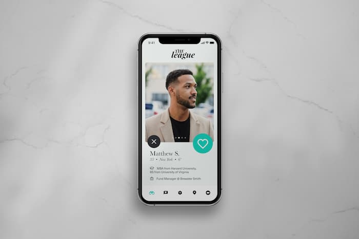 Mobile device screen showing The League app