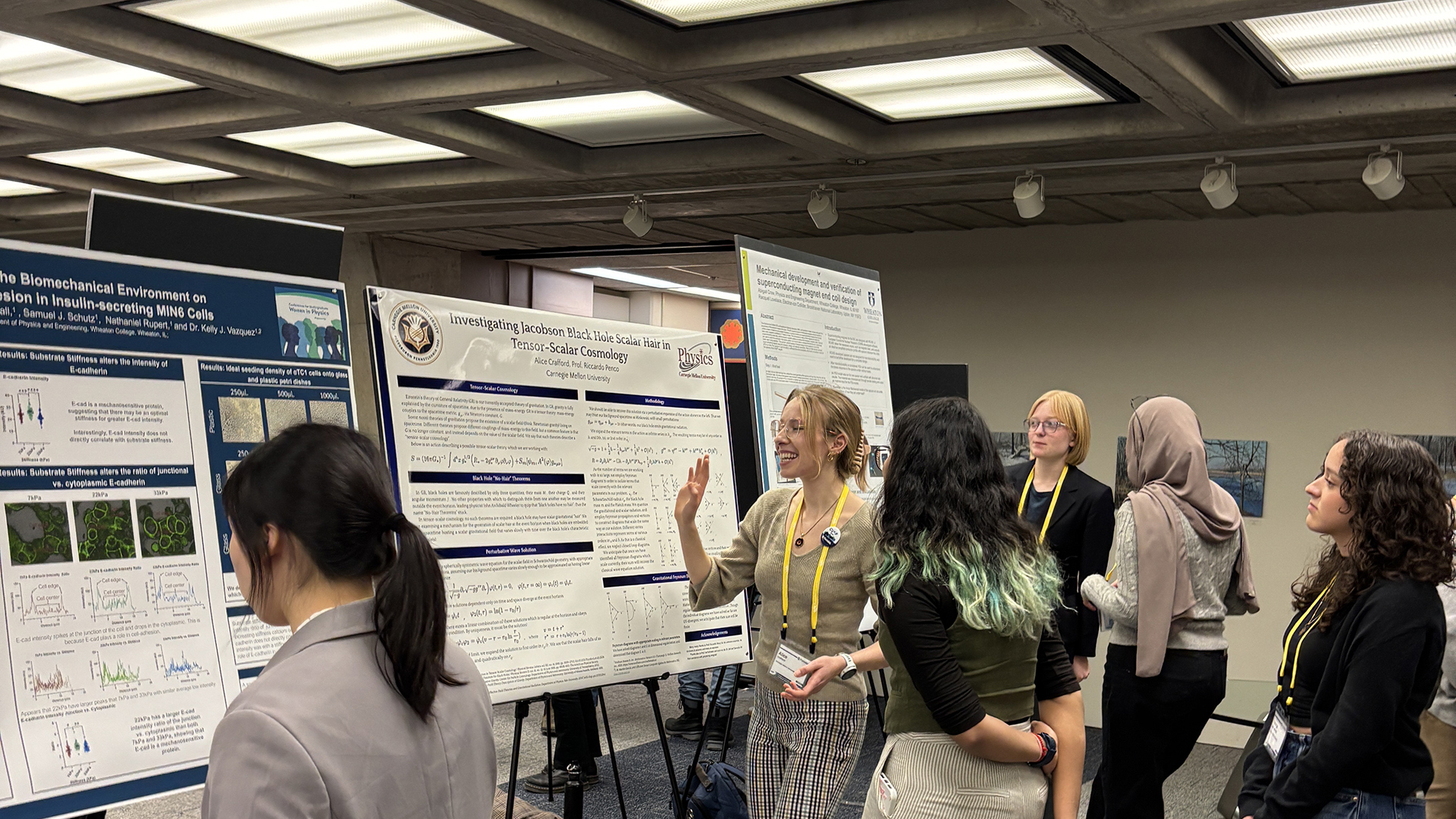 A student from Carnegie Mellon, Alice Crafford, presents at the American Physical Society's Conference for Undergraduate Women and Gender Minorities.