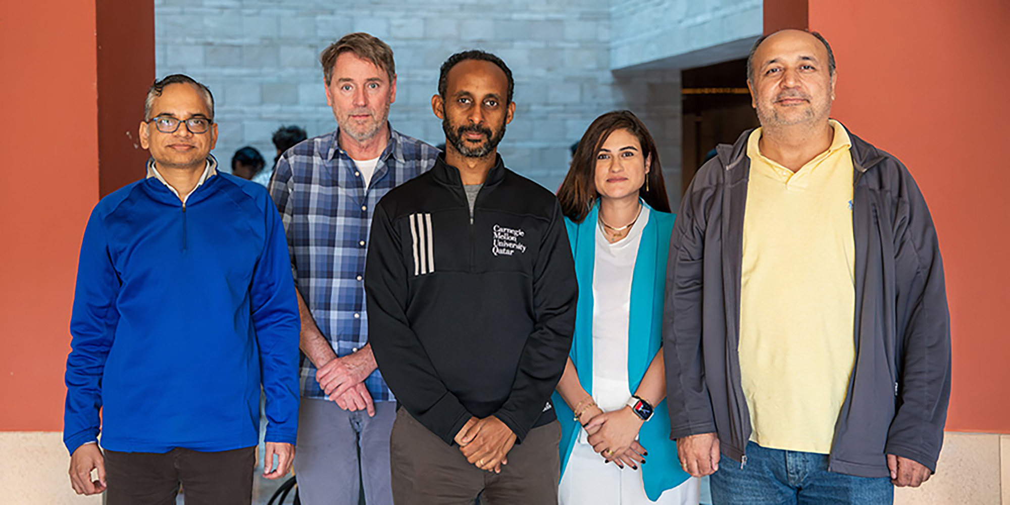 Niraj Khare, Anthony Weston, Zelealem Yilma, Layan El Hajj, and Hasan Demirkoparan comprise the CMU-Q mathematics faculty.