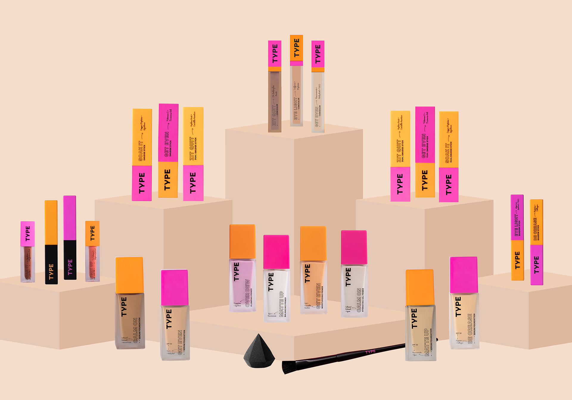 TYPE cosmetics flacons.