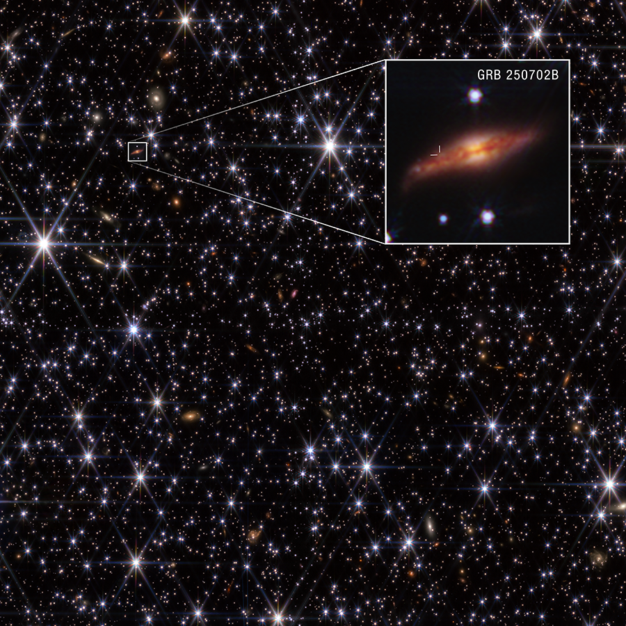 Webb image of GRB 250702B's star field with host galaxy inset