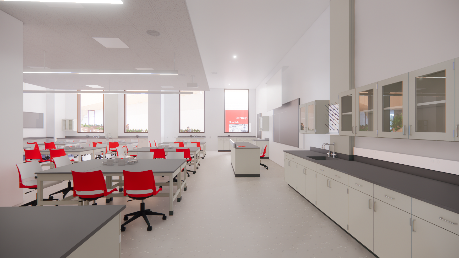 A rendering of lab space in the new Richard King Mellon Hall of Sciences.