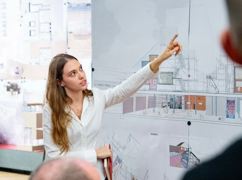 Bleona Velic presents an architectural design.