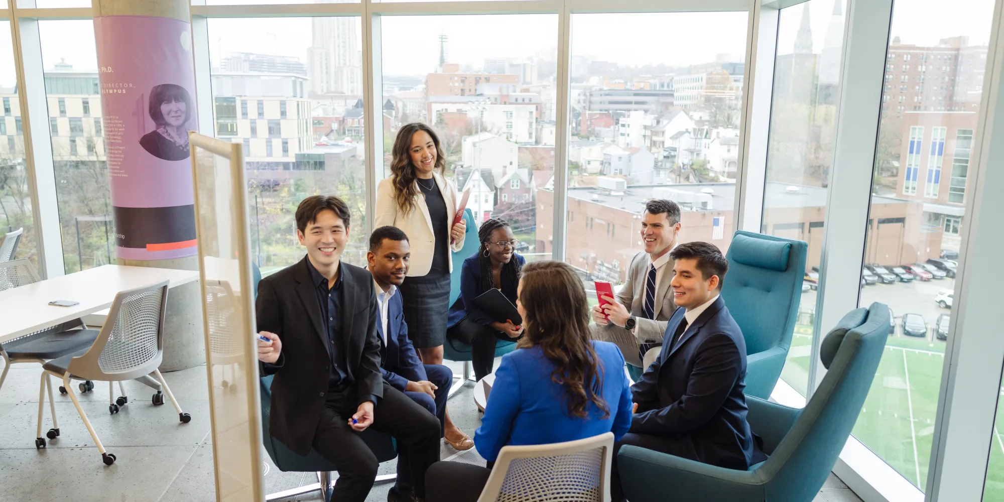 A group of students working as a team