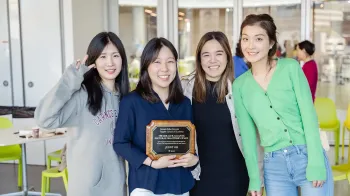Students pose for photo at Phd awards