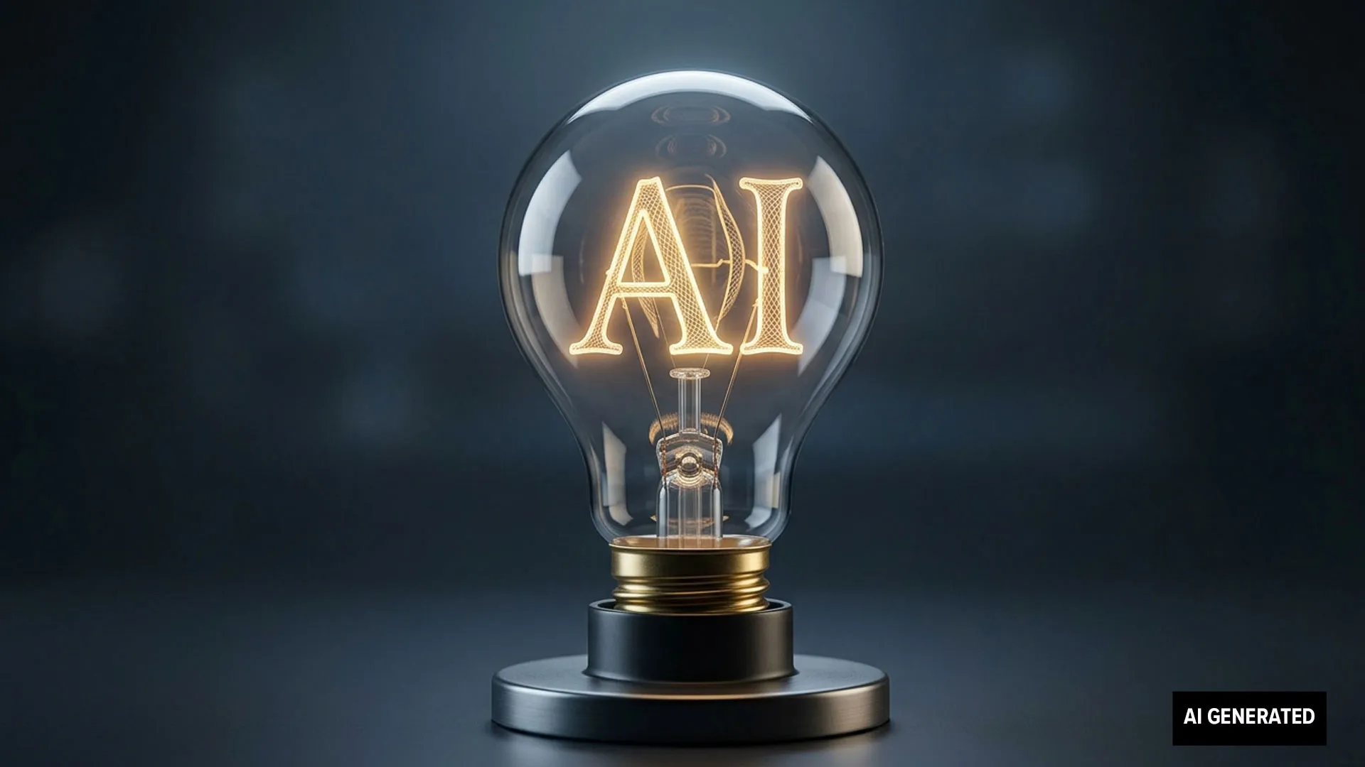 AI-generated image of the letters A I lit up inside of a lightbulb.