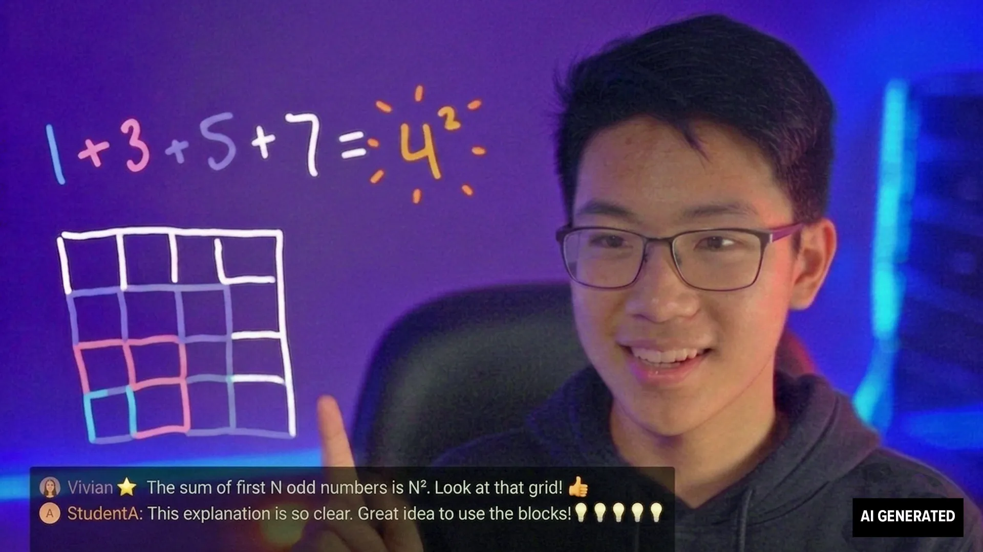 An AI-generated image of a student using an application to learn math.