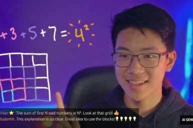 An AI-generated image of a student using an application to learn math.