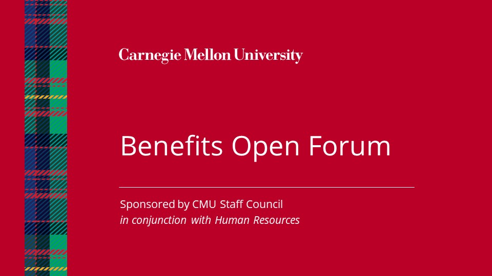 Powerpoint slide with Benefits Open Forum