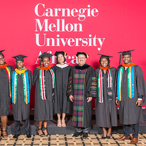 A photo of recent graduates from CMU-Africa's 2018 graduation.