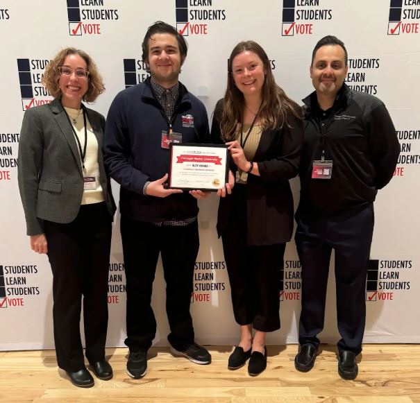 CMU staff and student won the Institutionalization Award at the National Student Vote Summit at the University of Maryland