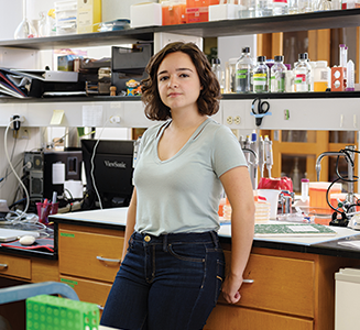 Christina Cabana, CMU undergraduate, in a lab setting