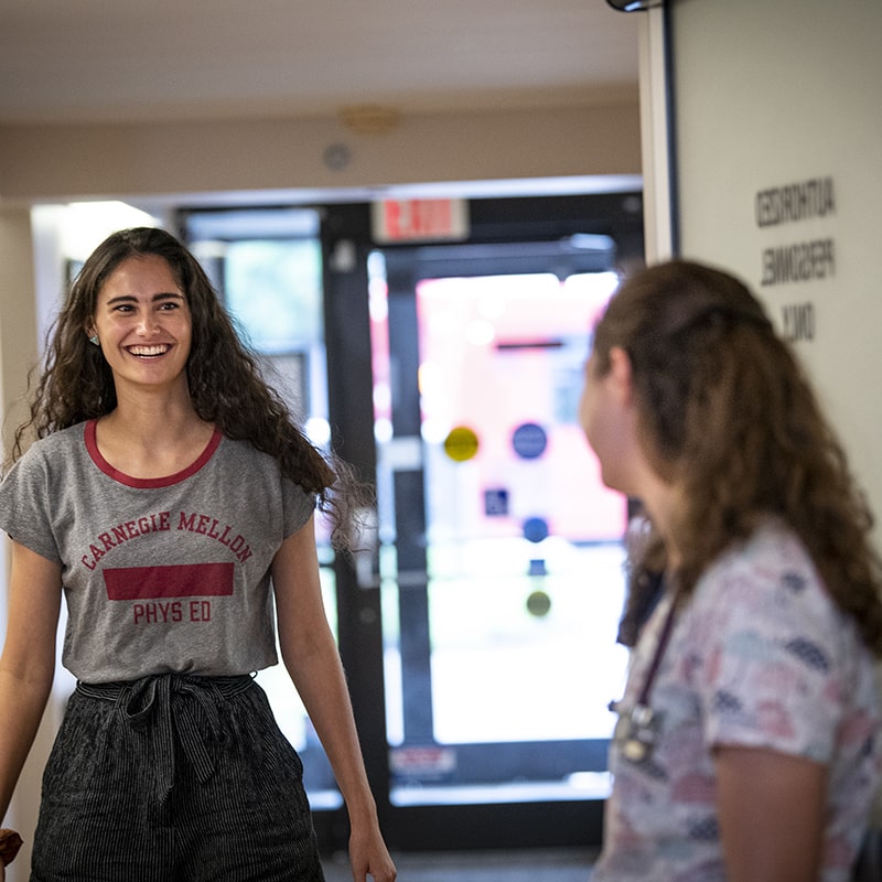 a student arriving for an appointment at University Health Services