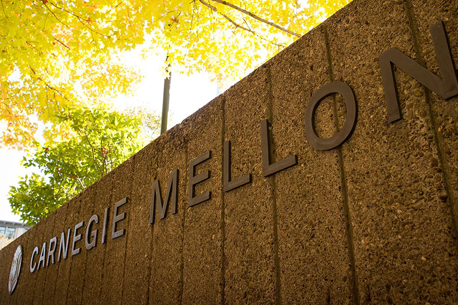 Carnegie Mellon University sign on a fall day