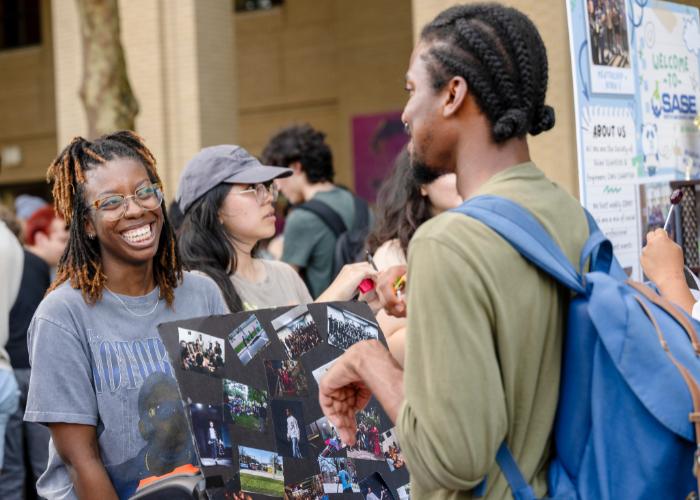 Students talking about student organization at The FAIR