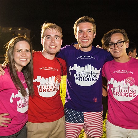 students in bright clothing