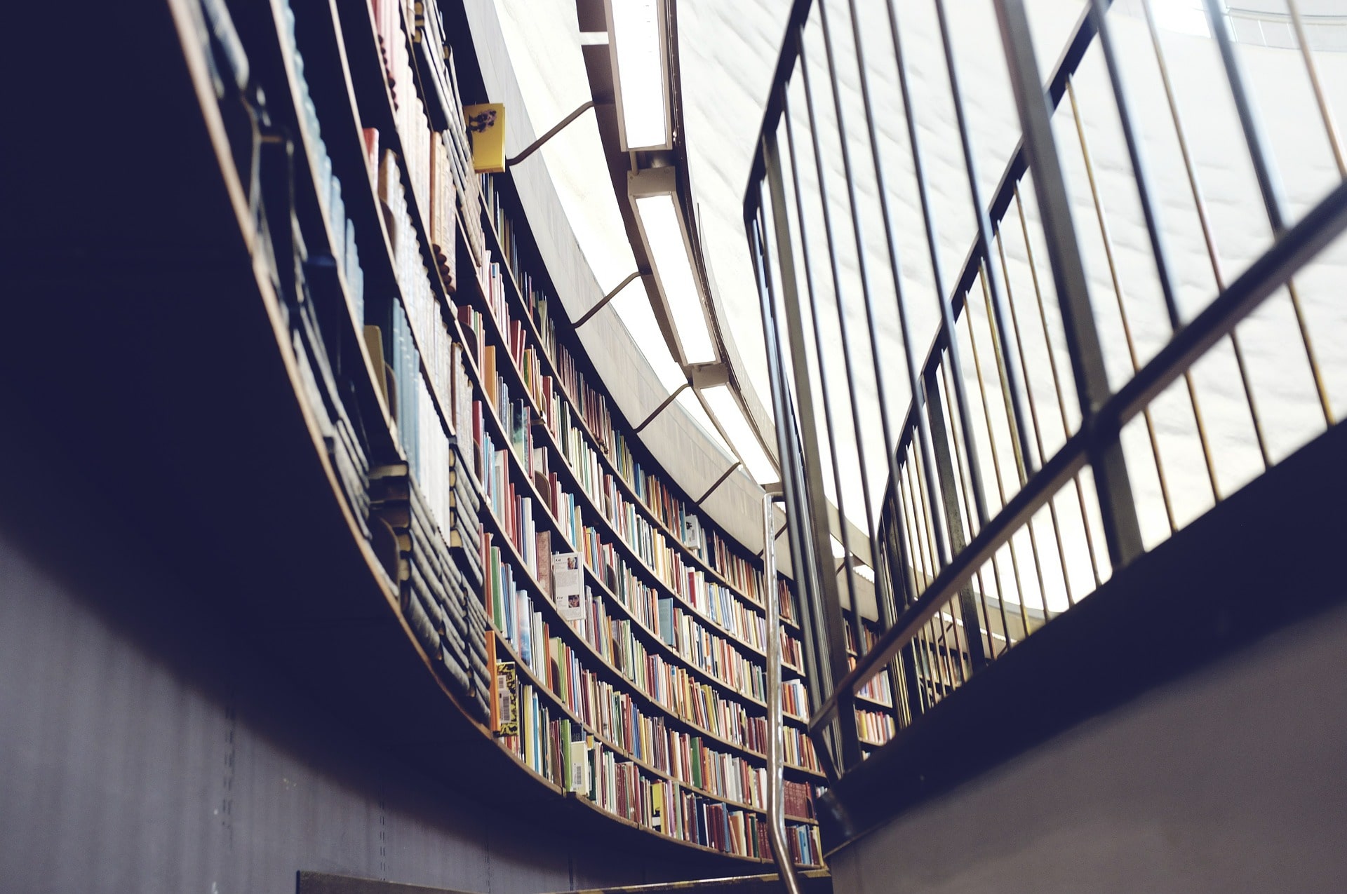 books on library shelves