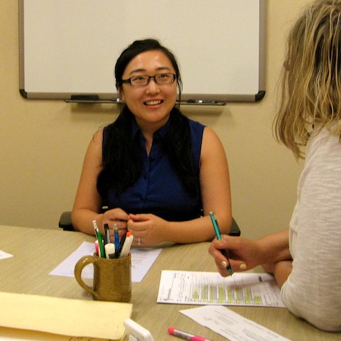 student taking an oral test