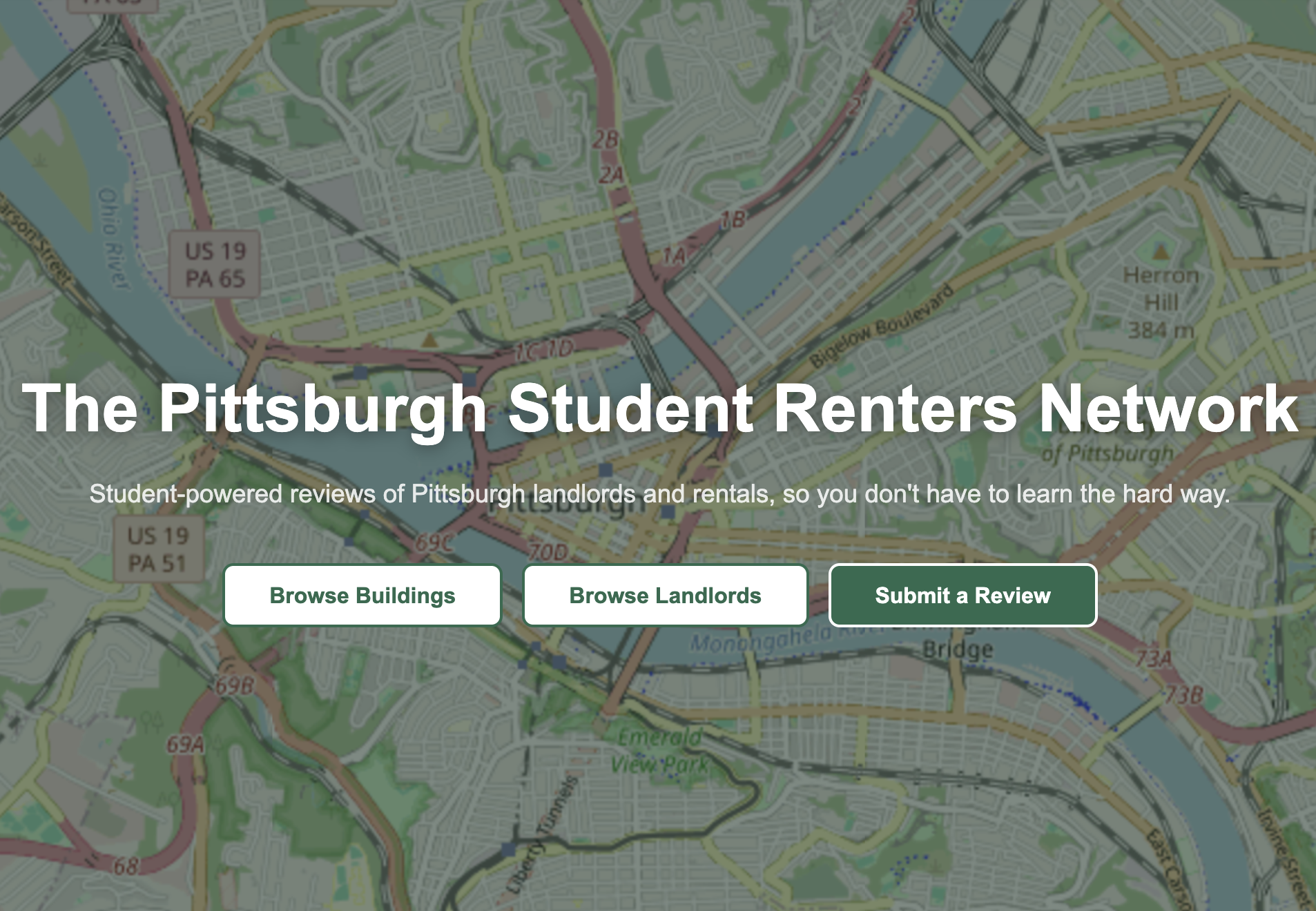 Pittsburgh Renters Website Landing Page