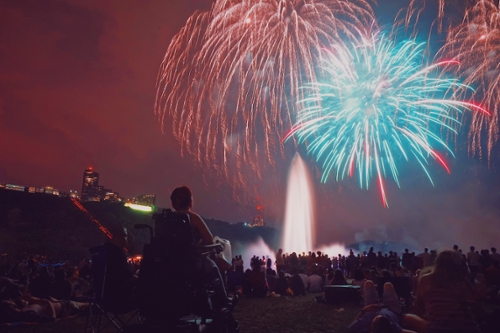 People watch fireworks at Point State Park.