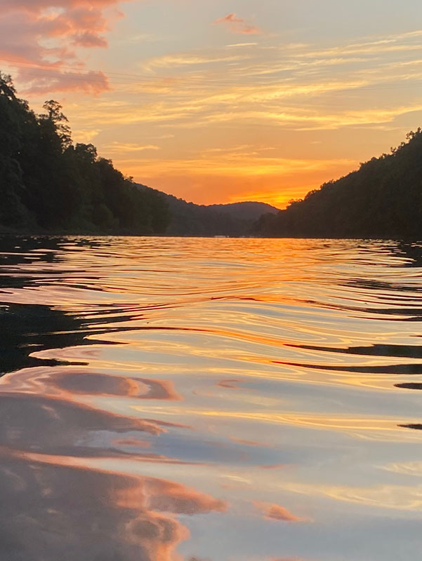 A river at sunset.