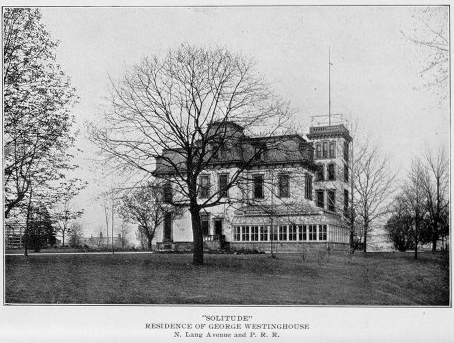 Black and white photograph of George Westinghouse's mansion, Solitude.