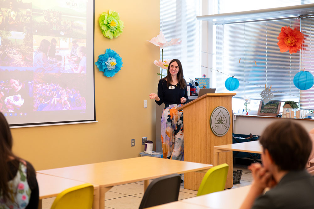 Phipps Youth Climate Advocacy Coordinator Jennifer Torrance presented on education as a sustainability career path, alongside Shaler Area High School teacher Abbey Nilson.